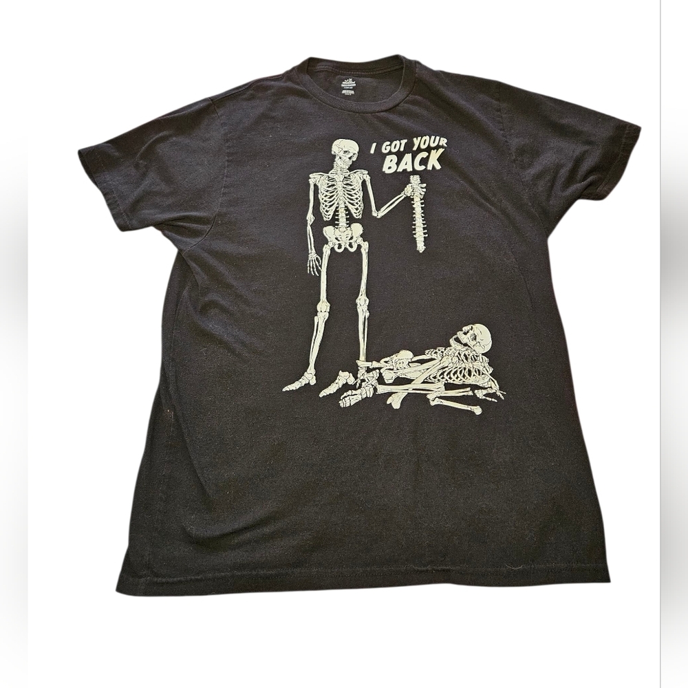 Large Mens Black Skeleton Graphic T-Shirt